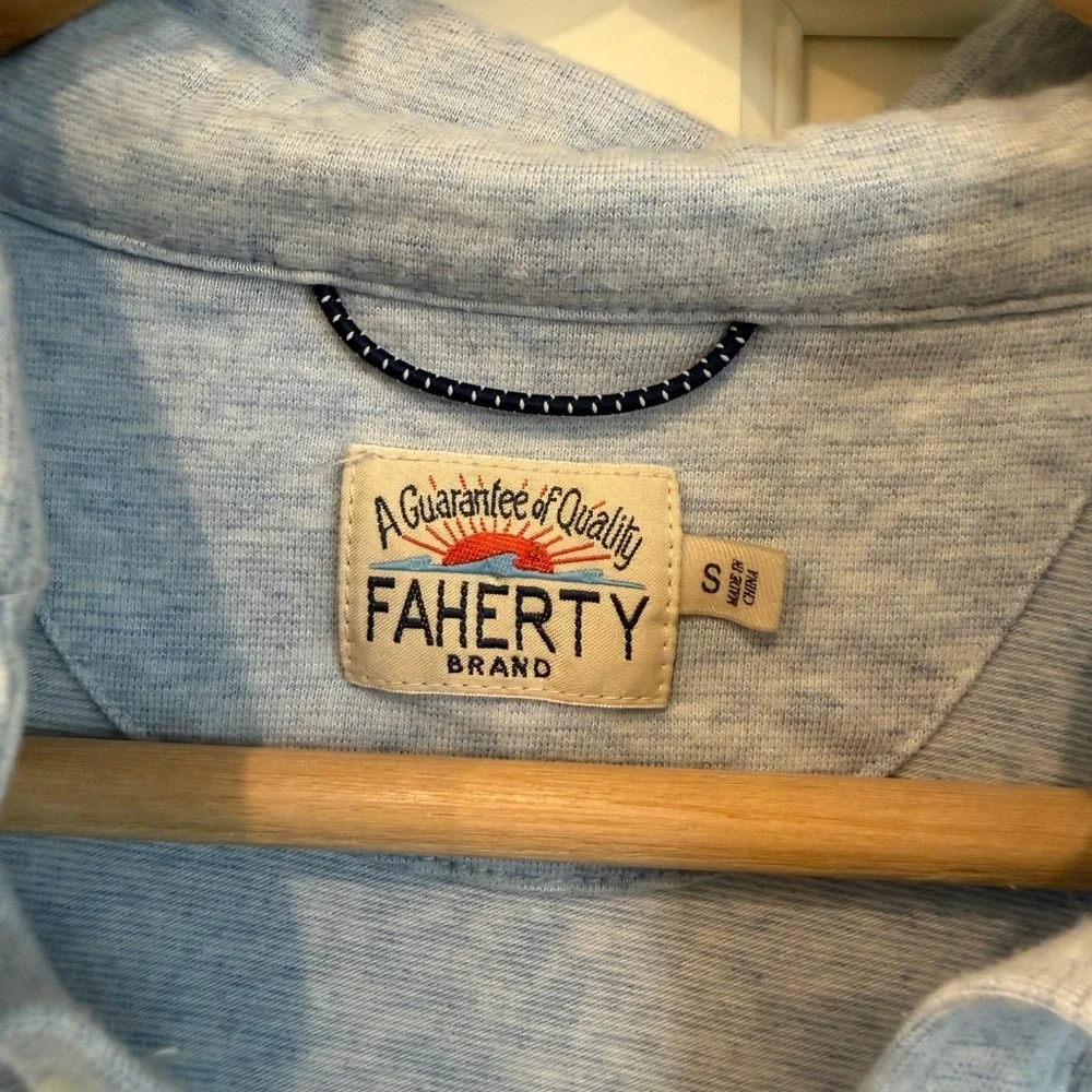 Faherty Heathered Blue Polo Small